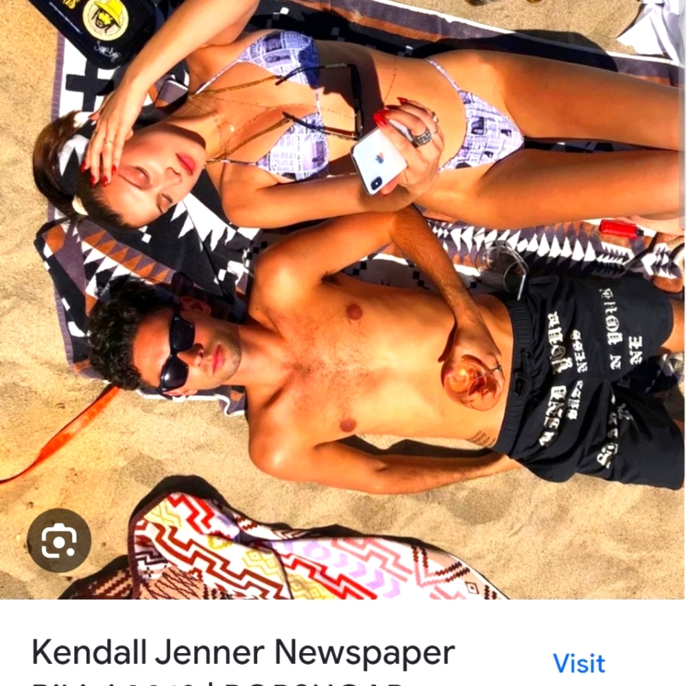 Dipped in Blue Bella Hadid Kendal Jenner newspaper bikini M
